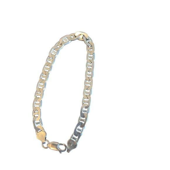 Sterling Silver mariner link chain Bracelet 925 Italy Elegant Jewelry Piece 8" - Picture 1 of 10